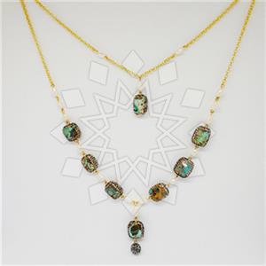 925 Sterling Silver Gem and Crystals Statement Necklace