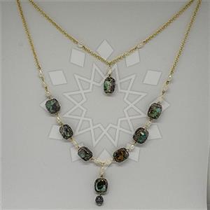 925 Sterling Silver Gem and Crystals Statement Necklace