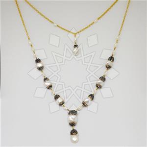 925 Sterling Silver Gem and Crystals Statement Necklace