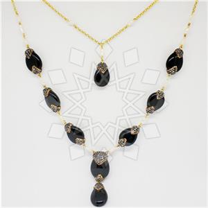 925 Sterling Silver Gem and Crystals Statement Necklace