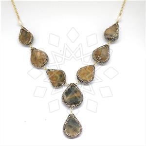 925 Sterling Silver Gem and Crystals Statement Necklace