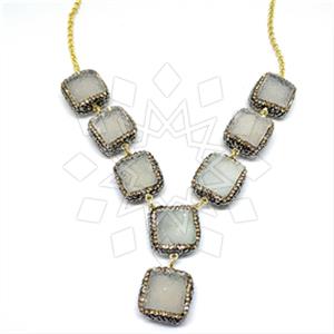 925 Sterling Silver Gem and Crystals Statement Necklace