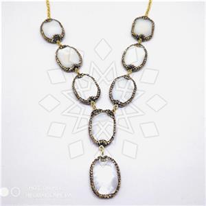 925 Sterling Silver Gem and Crystals Statement Necklace