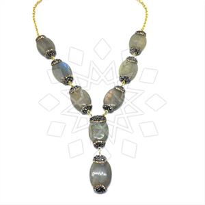 925 Sterling Silver Gem and Crystals Statement Necklace