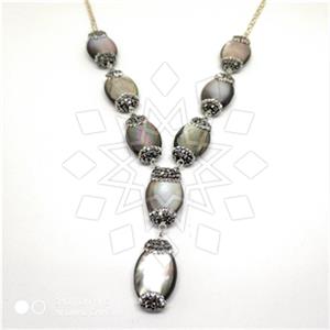 925 Sterling Silver Gem and Crystals Statement Necklace