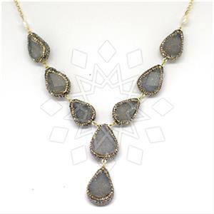 925 Sterling Silver Gem and Crystals Statement Necklace