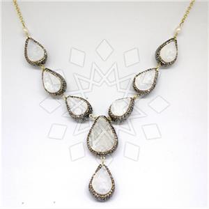 925 Sterling Silver Gem and Crystals Statement Necklace