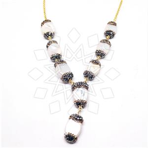 925 Sterling Silver Gem and Crystals Statement Necklace