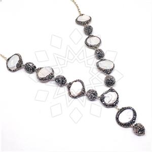 925 Sterling Silver Semi Precious Gems and Crystal  Statement Necklace