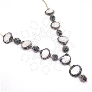 925 Sterling Silver Gem and Crystals Statement Necklace