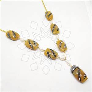 925 Sterling Silver Gem and Crystals Statement Necklace