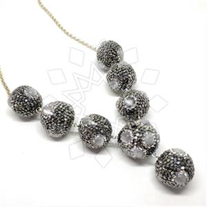925 Sterling Silver Gem and Crystals Statement Necklace