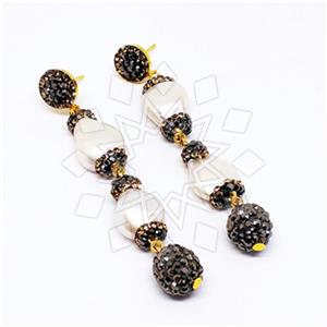 925 Sterling Silver Gem and Crystals Triple Drop Earrings