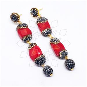 925 Sterling Silver Gem and Crystals Triple Drop Earrings