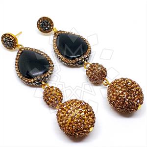 925 Sterling Silver Gem and Crystals Triple Drop Earrings