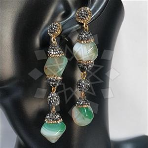 925 Sterling Silver Gem and Crystals Triple Drop Earrings