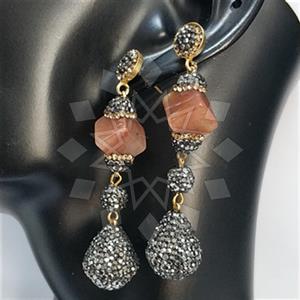 925 Sterling Silver Gem and Crystals Triple Drop Earrings