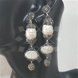 925 Sterling Silver Semi Precious Gems and Crystal  Triple Drop Earrings