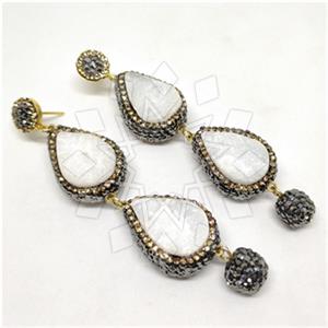 925 Sterling Silver Gem and Crystals Triple Drop Earrings