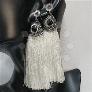 925 Sterling Silver Gem and Crystals Tassel Earring