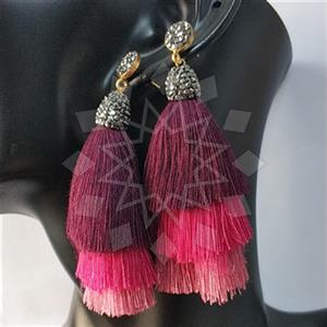 925 Sterling Silver Gem and Crystals Tassel Earring