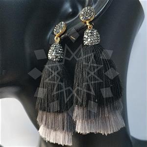 925 Sterling Silver Gem and Crystals Tassel Earring