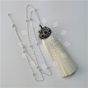 925 Sterling Silver Gem and Crystals Tassel Necklace