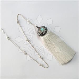 925 Sterling Silver Gem and Crystals Tassel Necklace