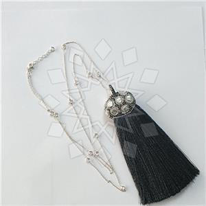 925 Sterling Silver Gem and Crystals Tassel Necklace