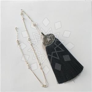925 Sterling Silver Gem and Crystals Tassel Necklace