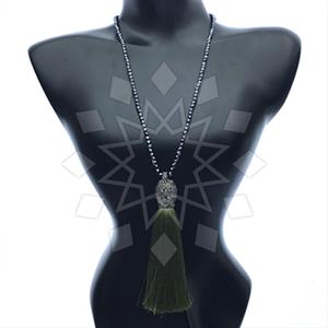 Gemstone and Bead Gem and Crystals Tassel Necklace