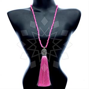 Gemstone and Bead Gem and Crystals Tassel Necklace