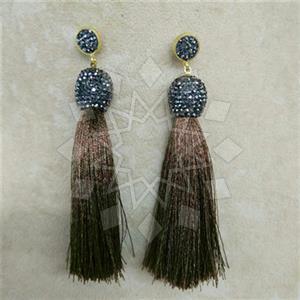 Fashion Gem and Crystals Tassel Earring