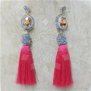 Fashion Gem and Crystals Tassel Earring