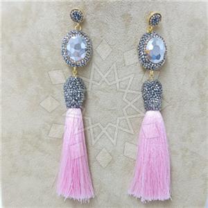 Fashion Gem and Crystals Tassel Earring