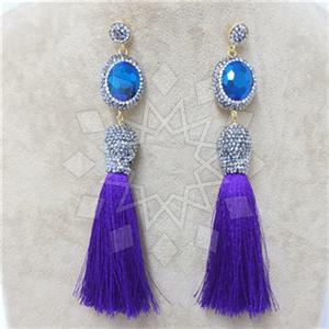 Fashion Gem and Crystals Tassel Earring