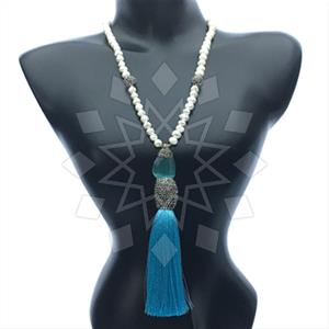 Gemstone and Bead Gem and Crystals Tassel Necklace