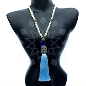 Gemstone and Bead Gem and Crystals Tassel Necklace