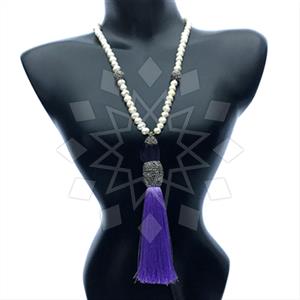Gemstone and Bead Gem and Crystals Tassel Necklace