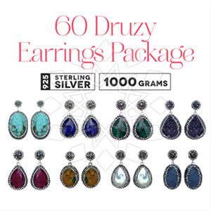 925 Sterling Silver Gem and Crystals Single Drop Earrings