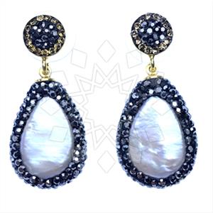 925 Sterling Silver Gem and Crystals Single Drop Earrings