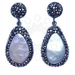 925 Sterling Silver Gem and Crystals Single Drop Earrings