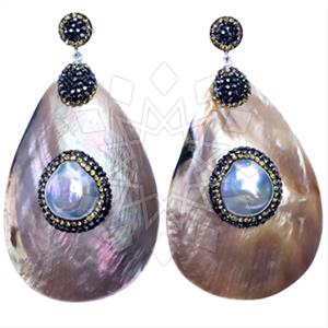 925 Sterling Silver Gem and Crystals Single Drop Earrings