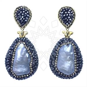 925 Sterling Silver Gem and Crystals Single Drop Earrings