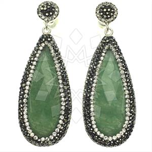 925 Sterling Silver Gem and Crystals Single Drop Earrings