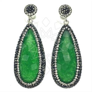925 Sterling Silver Gem and Crystals Single Drop Earrings