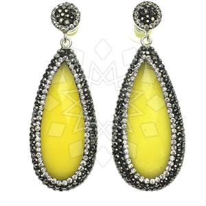 925 Sterling Silver Gem and Crystals Single Drop Earrings