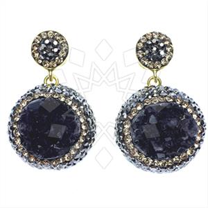 925 Sterling Silver Gem and Crystals Single Drop Earrings