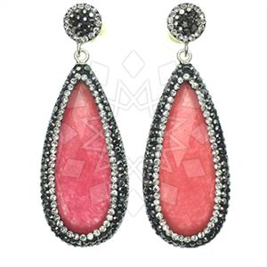 925 Sterling Silver Gem and Crystals Single Drop Earrings