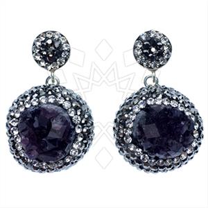 925 Sterling Silver Gem and Crystals Single Drop Earrings
